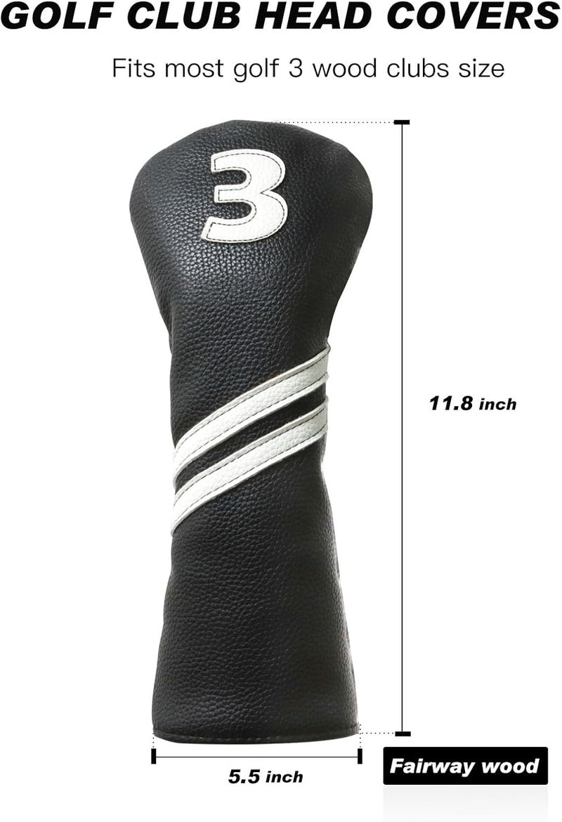 Frimon Golf Club Covers,4pcs or 1pc Golf Headcovers for Woods and Driver Fairway Hybrids Women Men - Premium PU Leather with Interchangeable Tags & Magnetic Blade and Mallet Putter Covers - Image 5